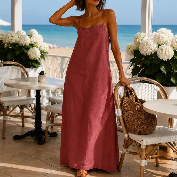 Marelle – Sukienka Maxi w Stylu Lnianym