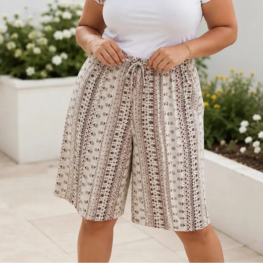 Wearbella – Retro Wydrukowane Szorty Letnie z Szerokimi Nogawkami dla Kobiet