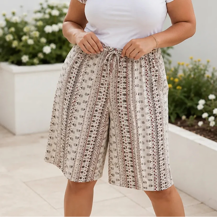 Wearbella – Retro Wydrukowane Szorty Letnie z Szerokimi Nogawkami dla Kobiet