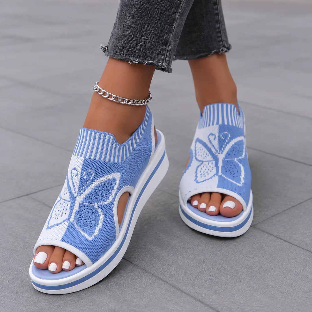 Sockela – Sandały Peep Toe na Platformie z Dzianiny dla Kobiet