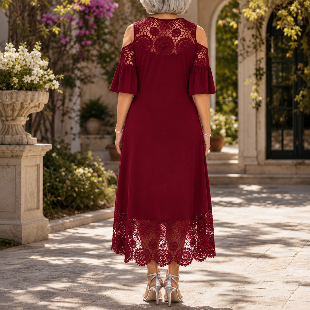 Wearbella – Sukienka midi z koronkowym dołem, odkrywająca ramiona