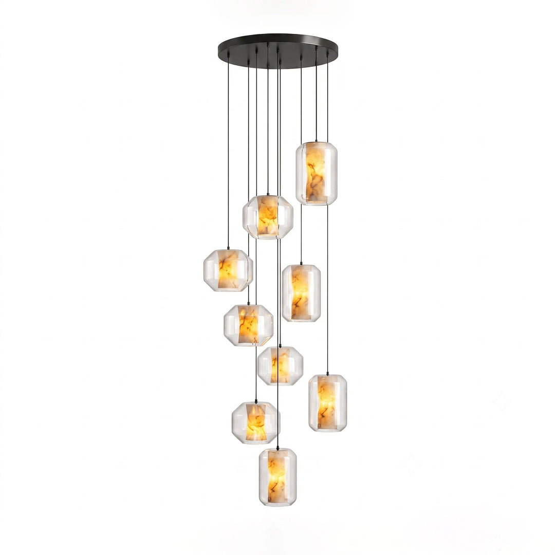 Lampa wisząca z alabastrowego szkła w cylindrze