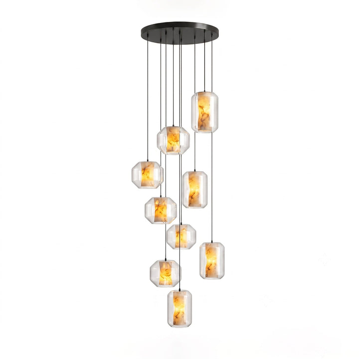 Lampa wisząca z alabastrowego szkła w cylindrze