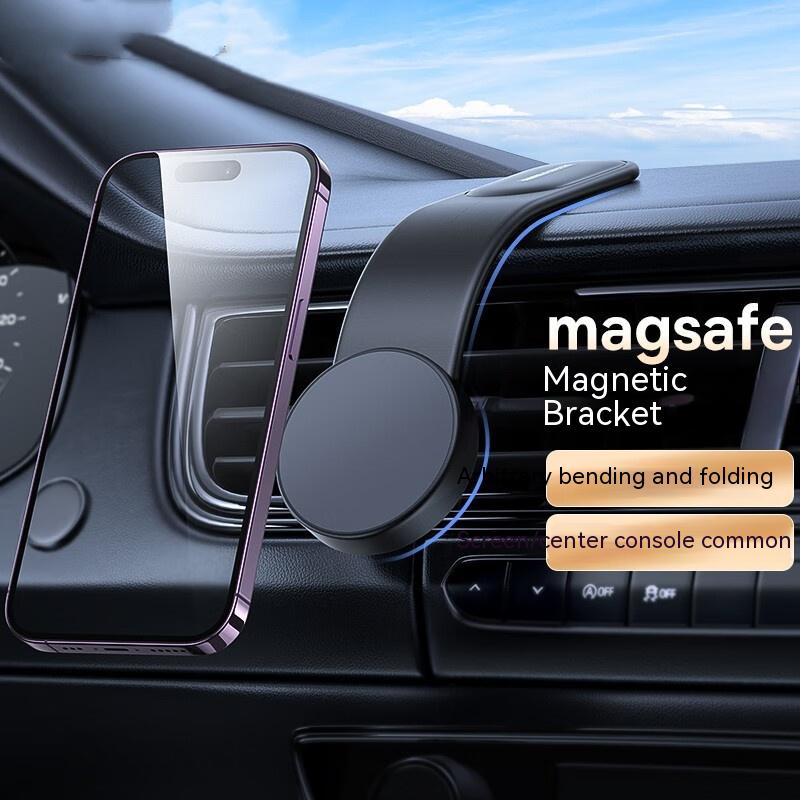 Czarny magnetyczny uchwyt samochodowy z telefonem na giętkim ramieniu