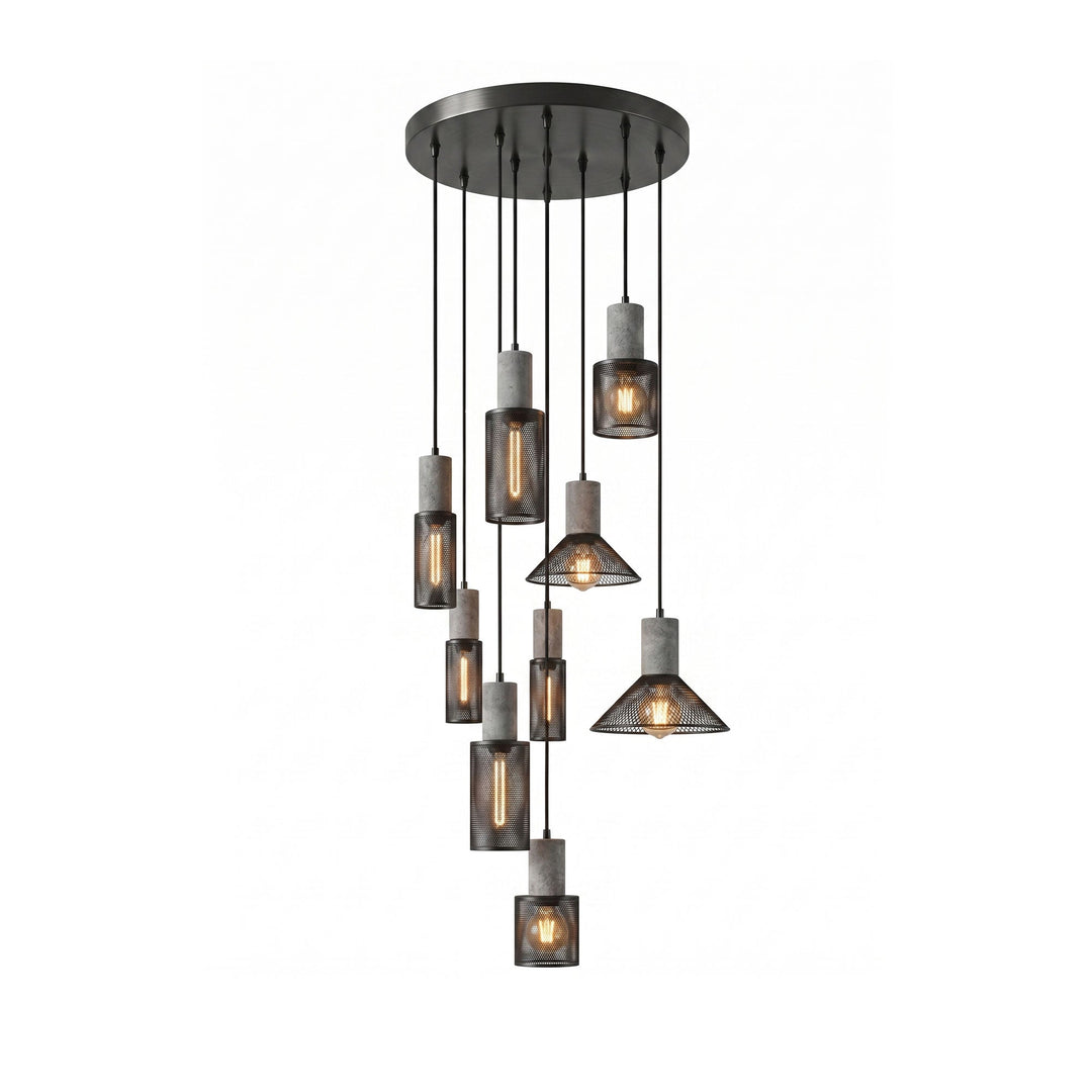 Lampa wisząca z siatki cementowej