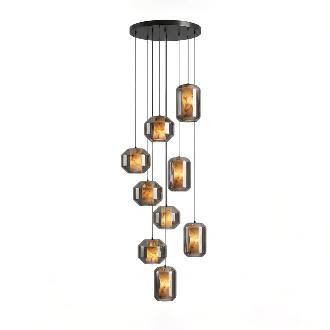 Lampa wisząca z alabastrowego szkła w cylindrze