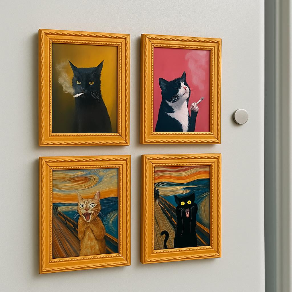 Meowments - Dekoracyjne Magnesy Ramkowe z Kotami
