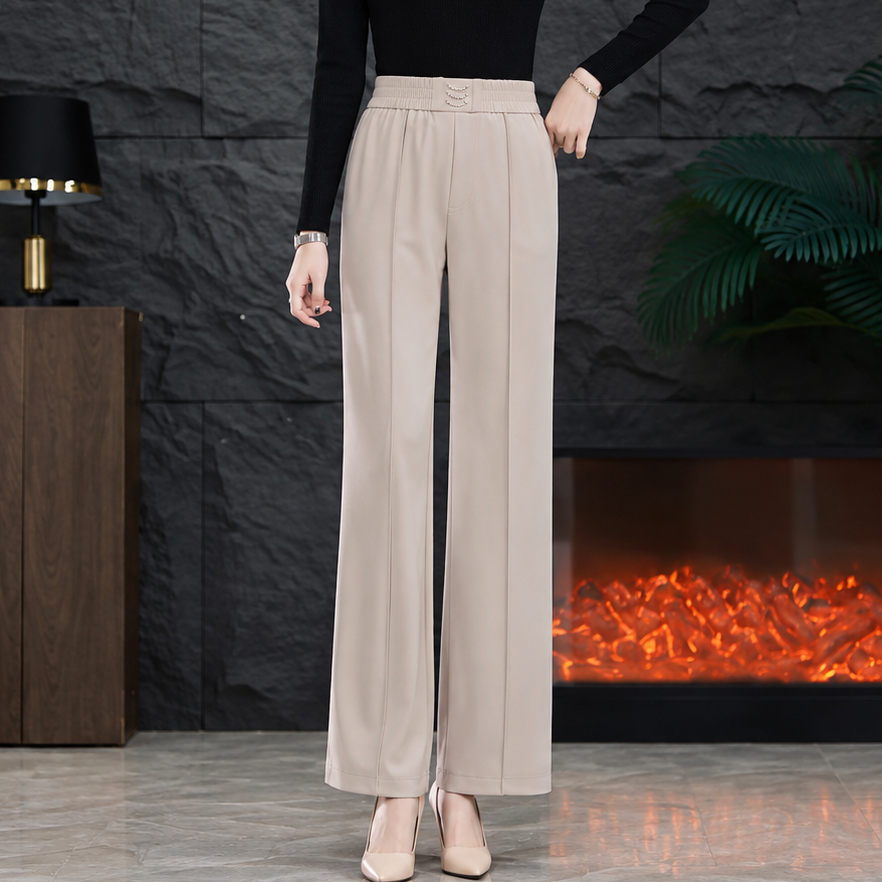 Lineara – Spodnie z plisami o szerokich nogawkach i wysokim stanie