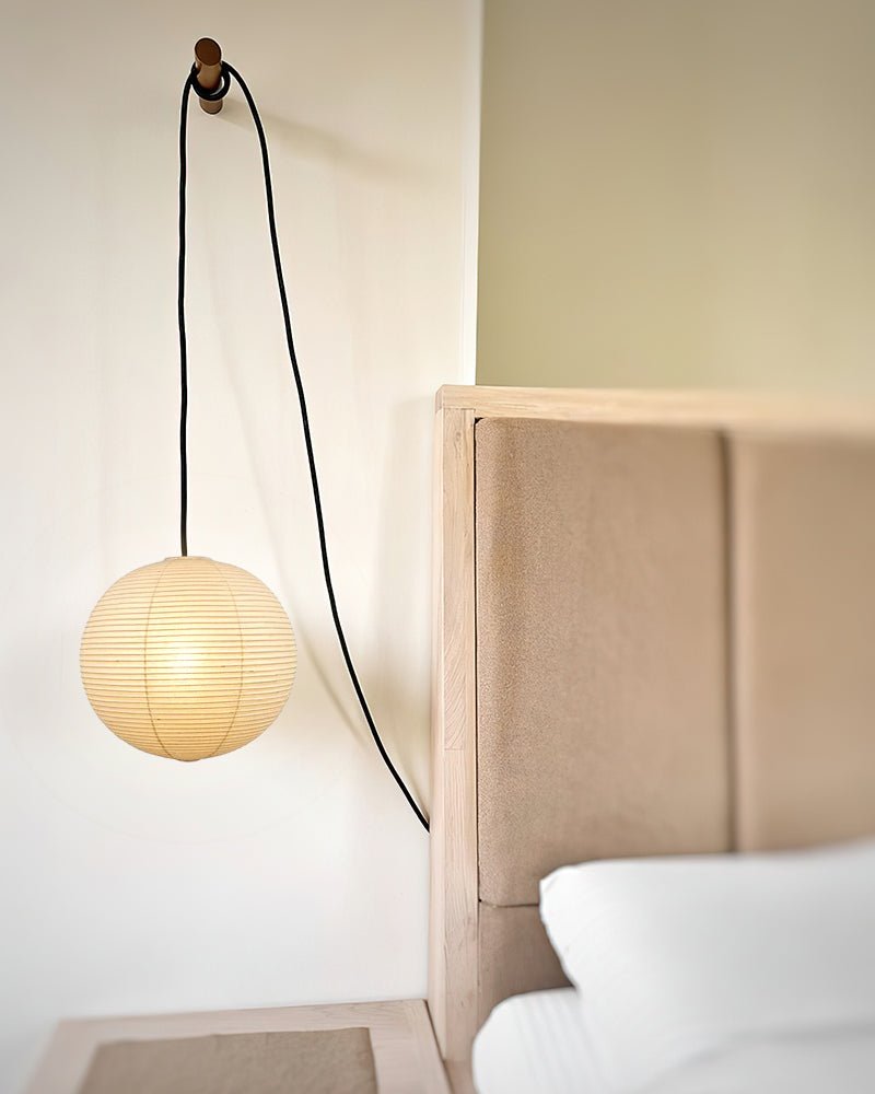 Japońska Lampa Wisząca z Papieru (czarny kabel)