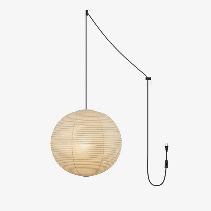 Japońska Lampa Wisząca z Papieru (czarny kabel)