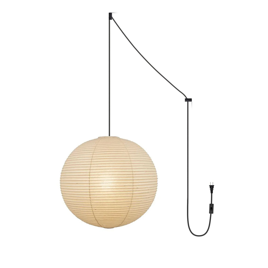 Japońska Lampa Wisząca z Papieru (czarny kabel)