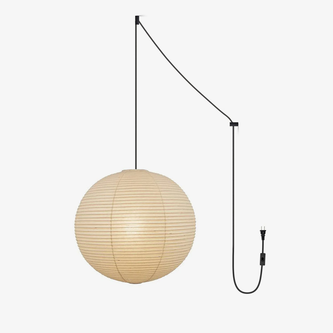 Japońska Lampa Wisząca z Papieru (czarny kabel)