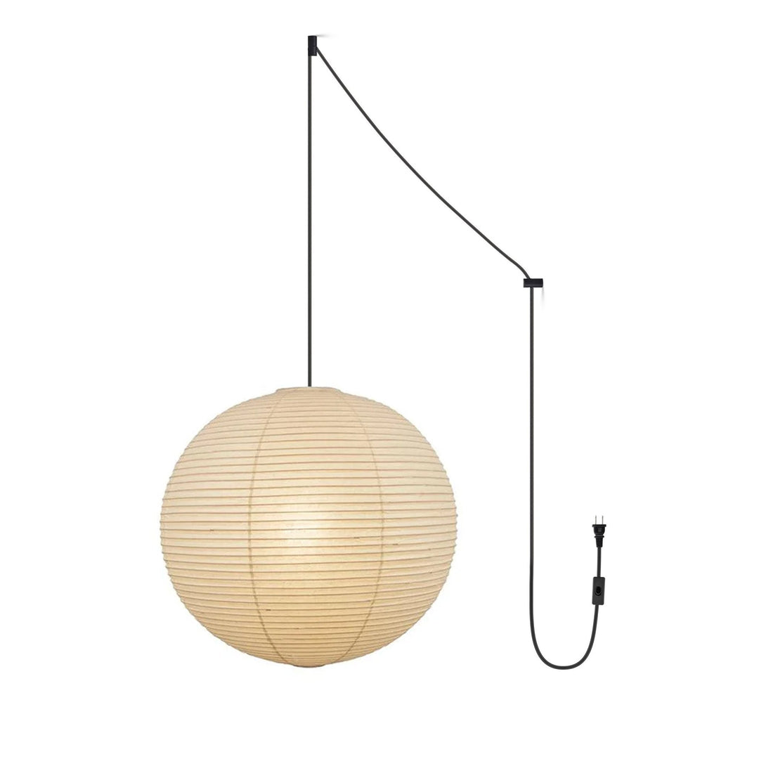 Japońska Lampa Wisząca z Papieru (czarny kabel)