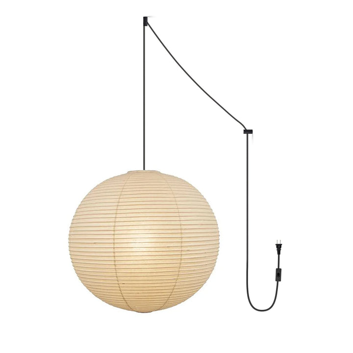 Japońska Lampa Wisząca z Papieru (czarny kabel)