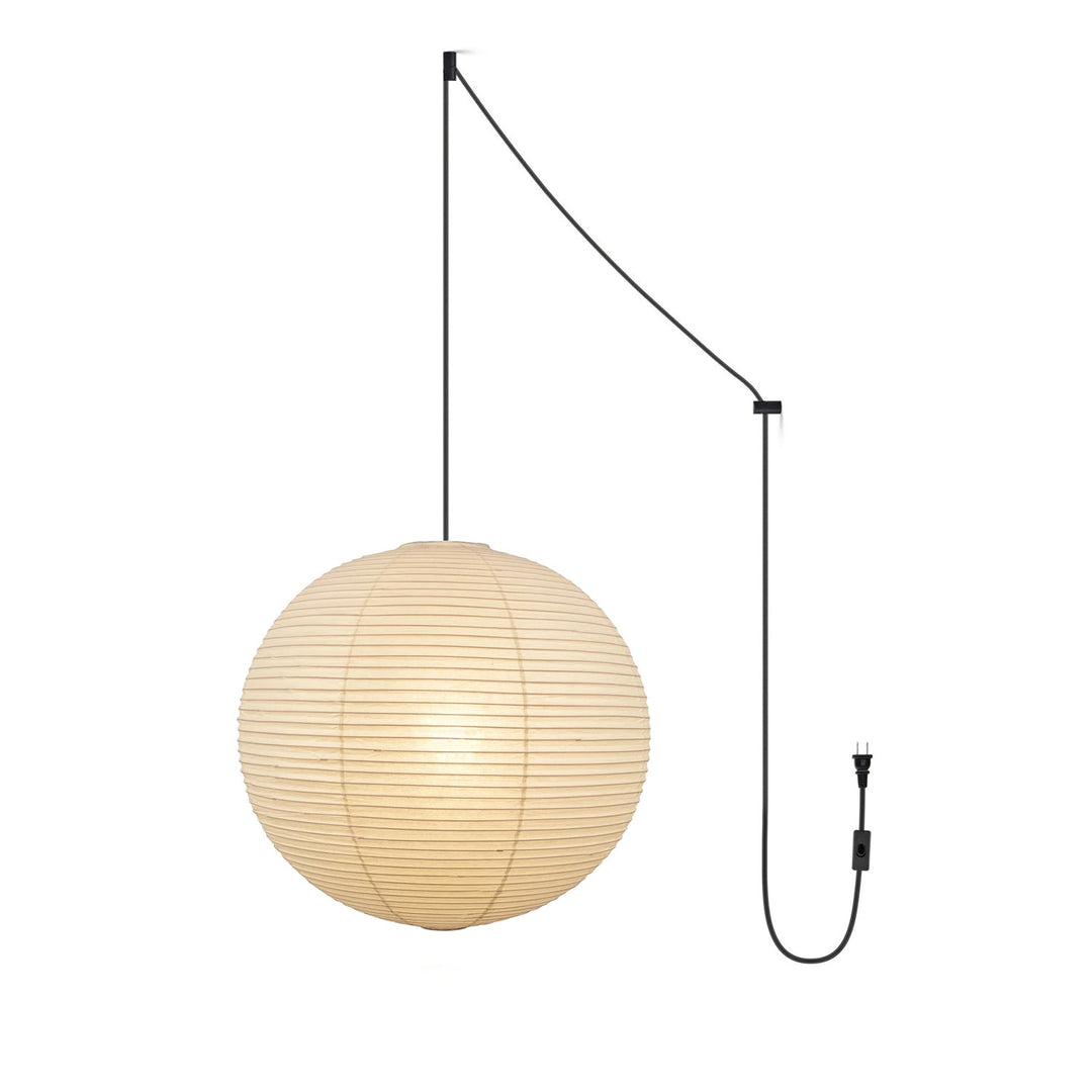 Japońska Lampa Wisząca z Papieru (czarny kabel)