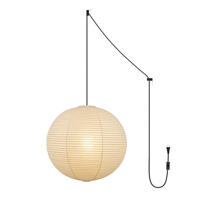 Japońska Lampa Wisząca z Papieru (czarny kabel)