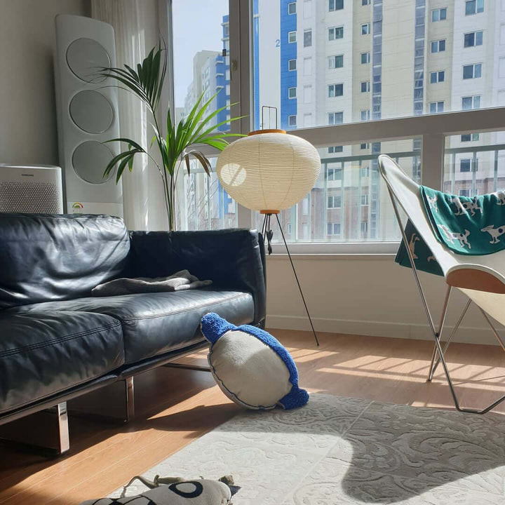 Lampa podłogowa z papieru ryżowego