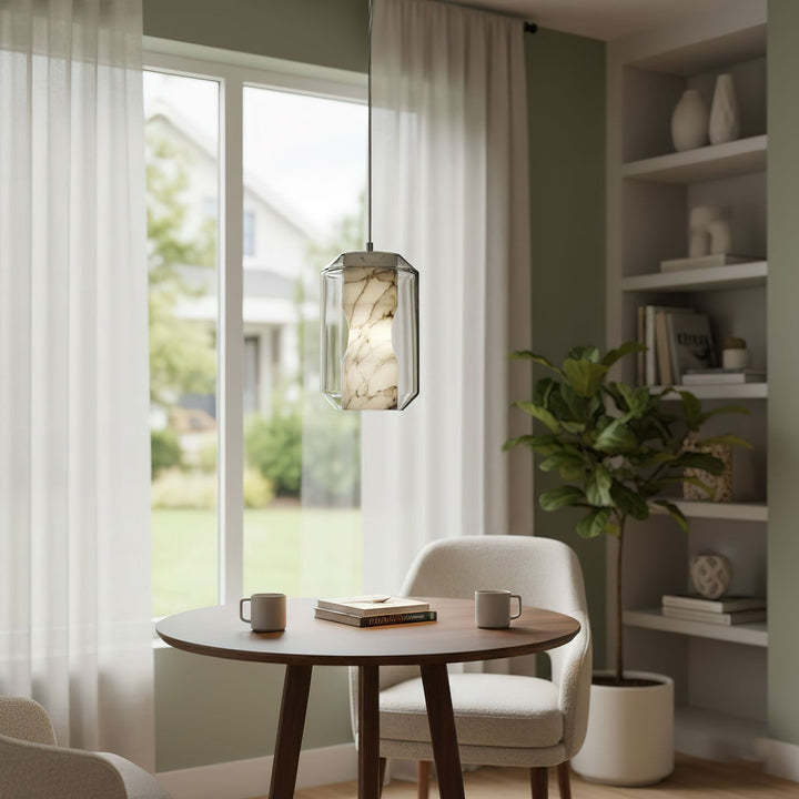 Lampa wisząca z alabastrowego szkła w cylindrze