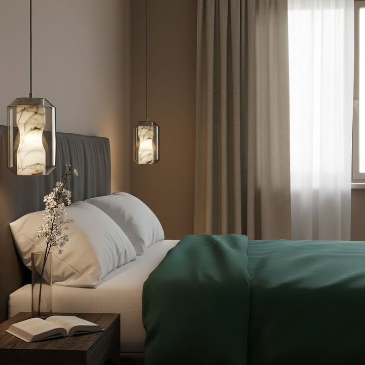 Lampa wisząca z alabastrowego szkła w cylindrze