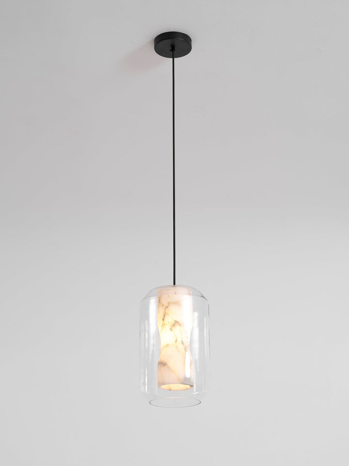 Lampa wisząca z alabastrowego szkła w cylindrze