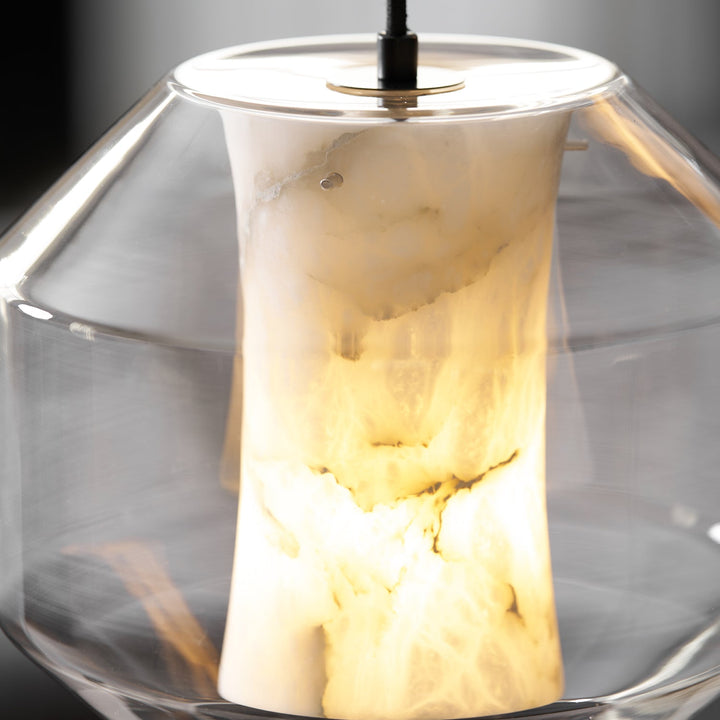 Lampa wisząca z alabastrowego szkła w cylindrze