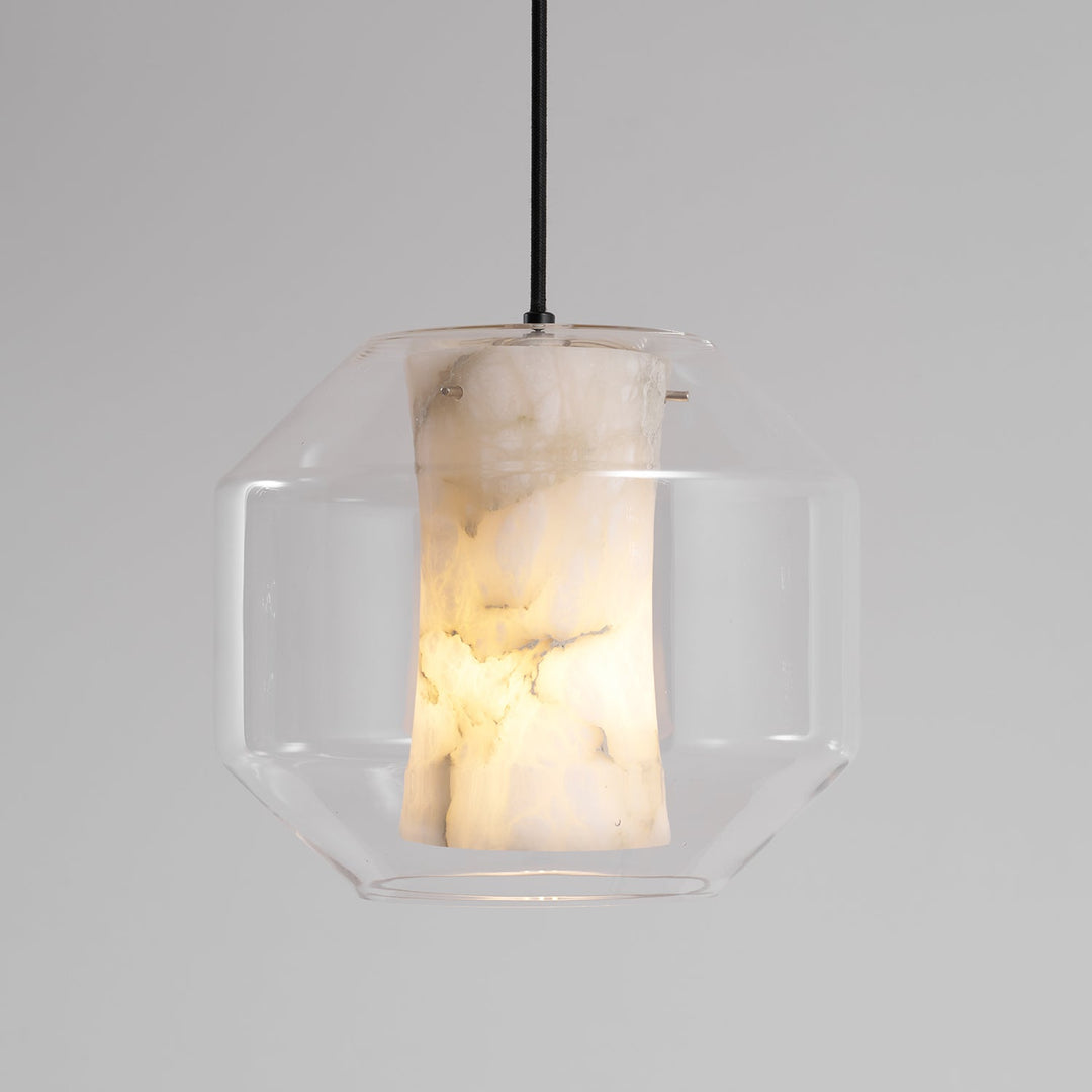 Lampa wisząca z alabastrowego szkła w cylindrze