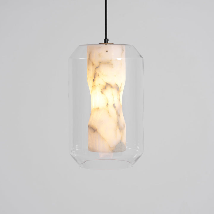 Lampa wisząca z alabastrowego szkła w cylindrze