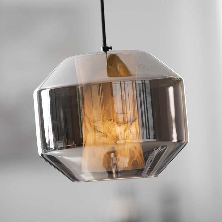 Lampa wisząca z alabastrowego szkła w cylindrze