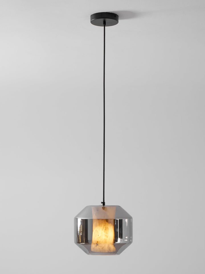 Lampa wisząca z alabastrowego szkła w cylindrze