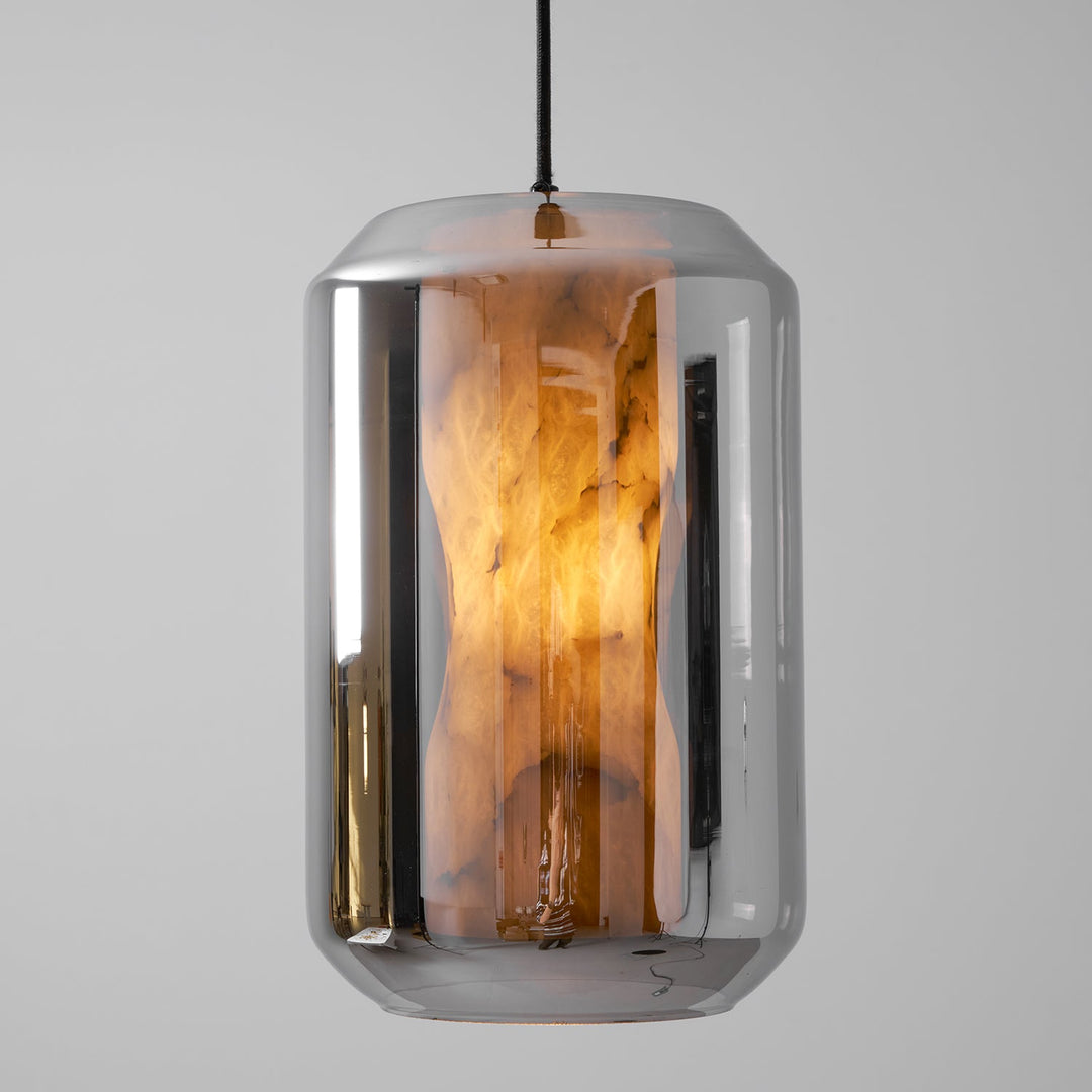 Lampa wisząca z alabastrowego szkła w cylindrze