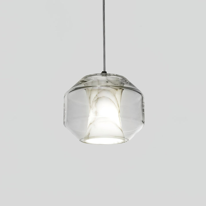 Lampa wisząca z alabastrowego szkła w cylindrze