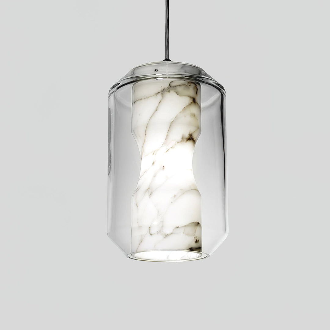 Lampa wisząca z alabastrowego szkła w cylindrze