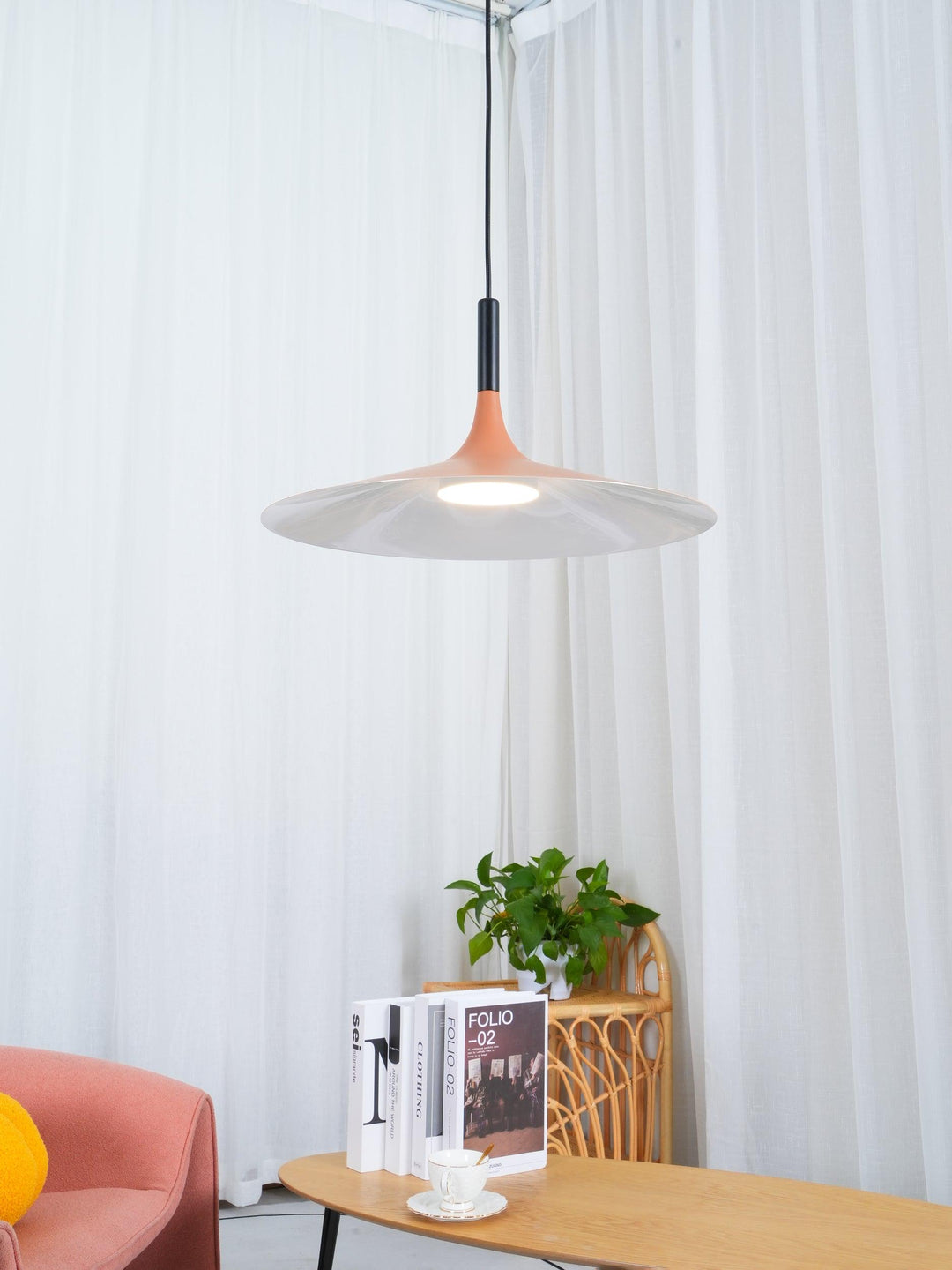 Larkin Biała Lampa Wisząca Talerzowa