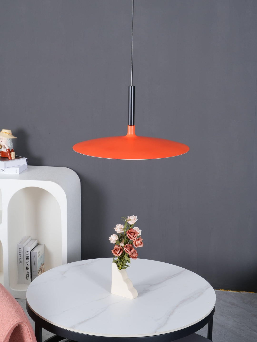 Larkin Biała Lampa Wisząca Talerzowa