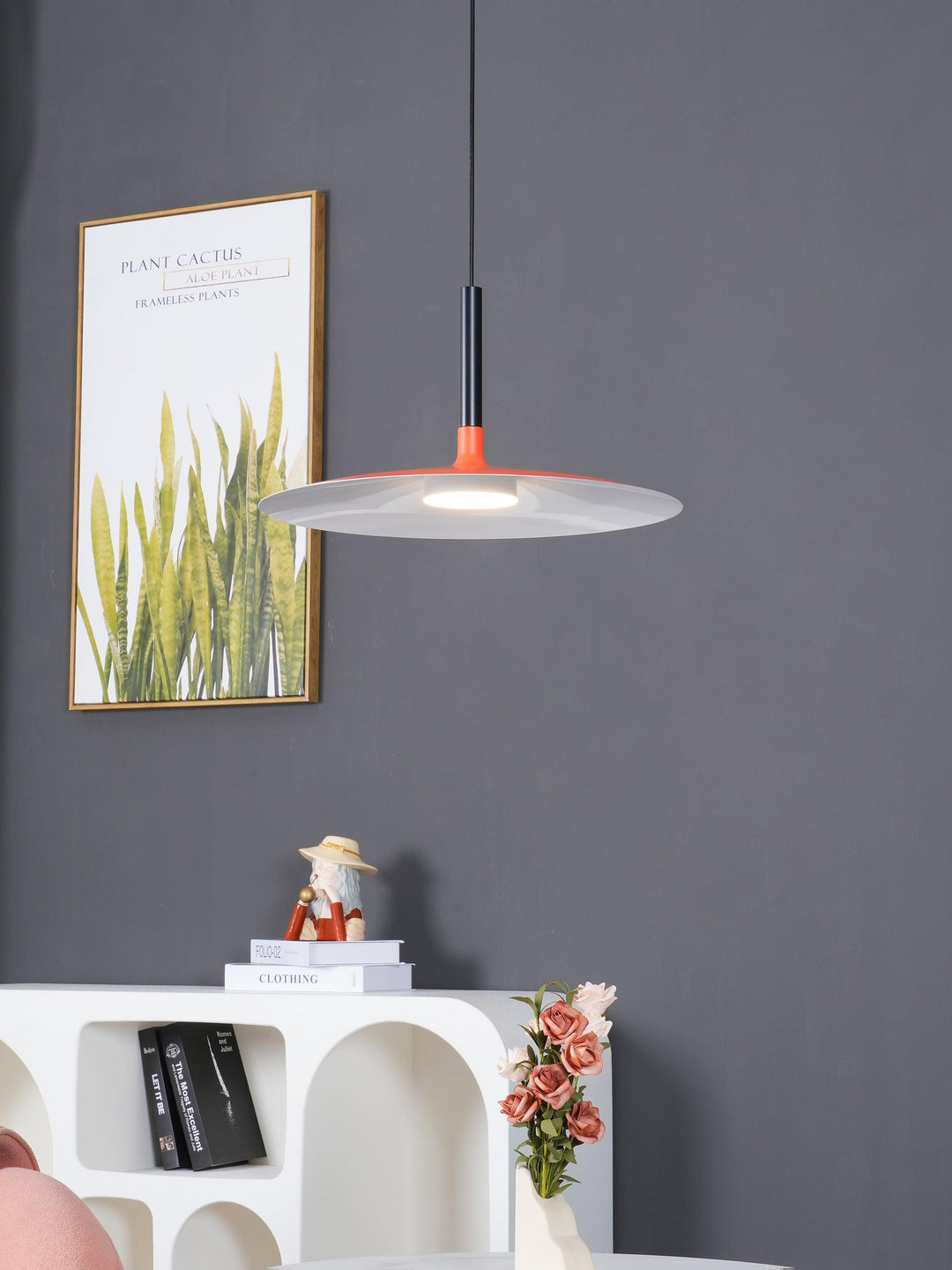 Larkin Biała Lampa Wisząca Talerzowa