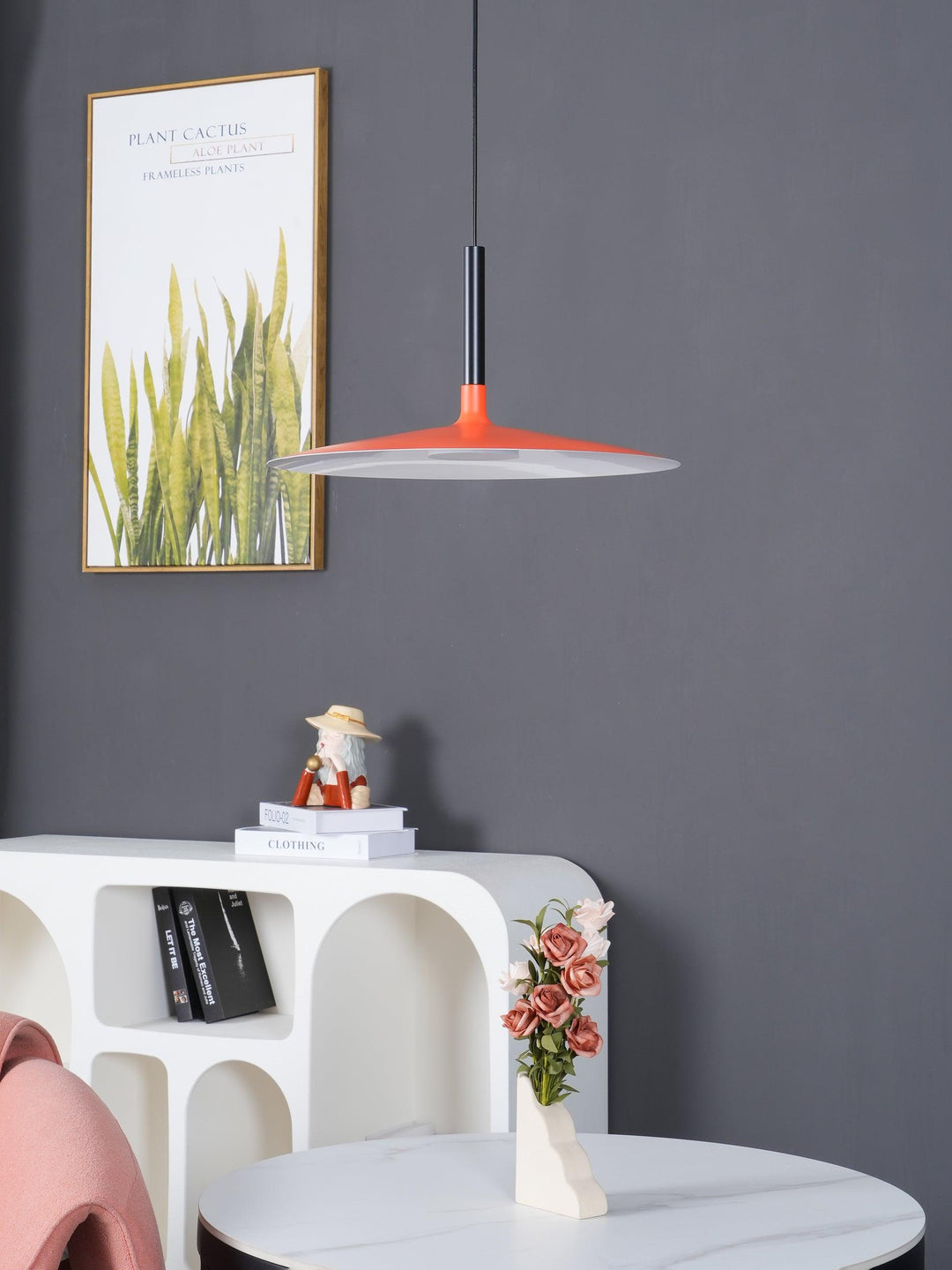 Larkin Biała Lampa Wisząca Talerzowa