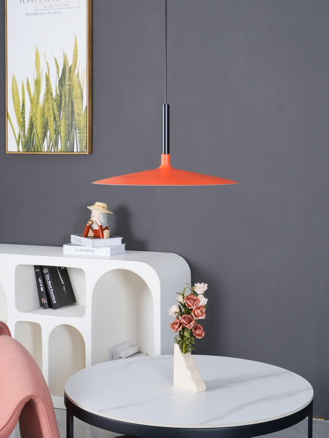 Larkin Biała Lampa Wisząca Talerzowa