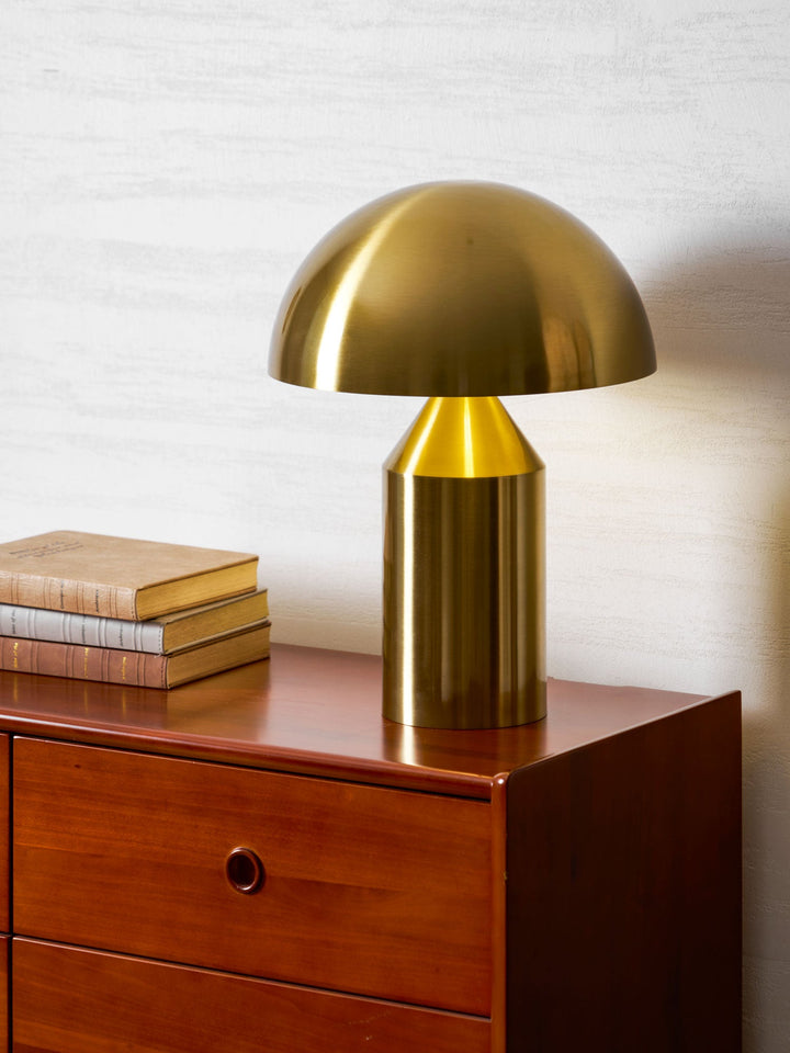 Mosiężna lampa stołowa Dorsey w kształcie grzyba