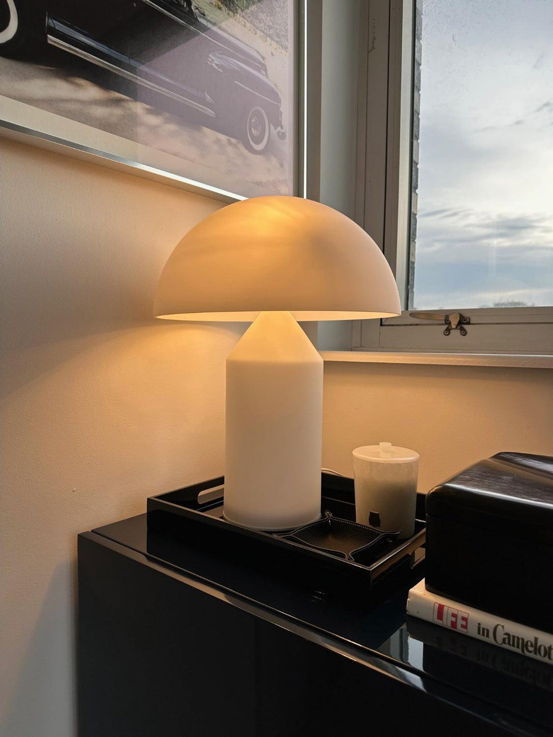 Szklana lampa stołowa Dorsey w kształcie grzyba