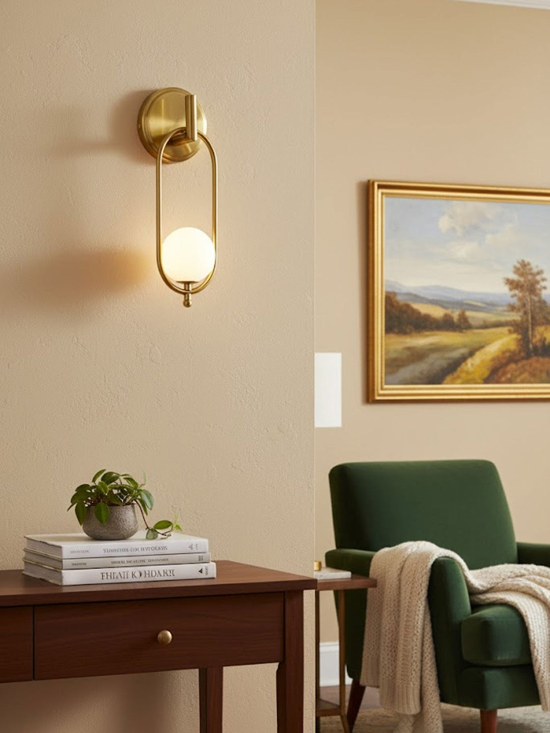 Mosiężna lampa ścienna Aurea