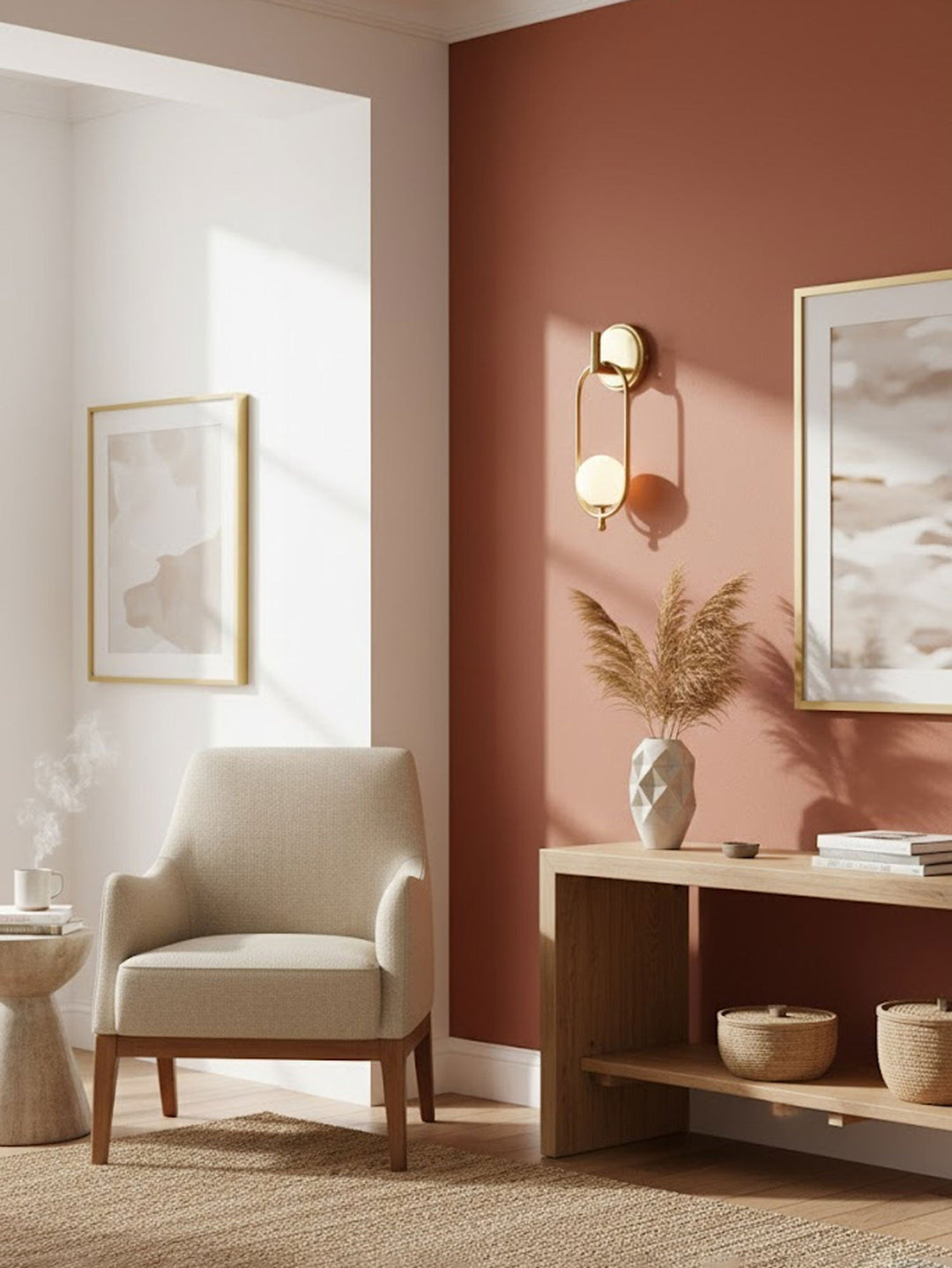 Mosiężna lampa ścienna Aurea