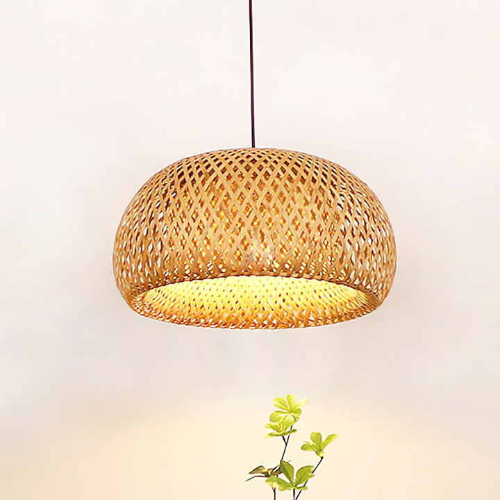 Lampa wisząca z plecionego bambusa