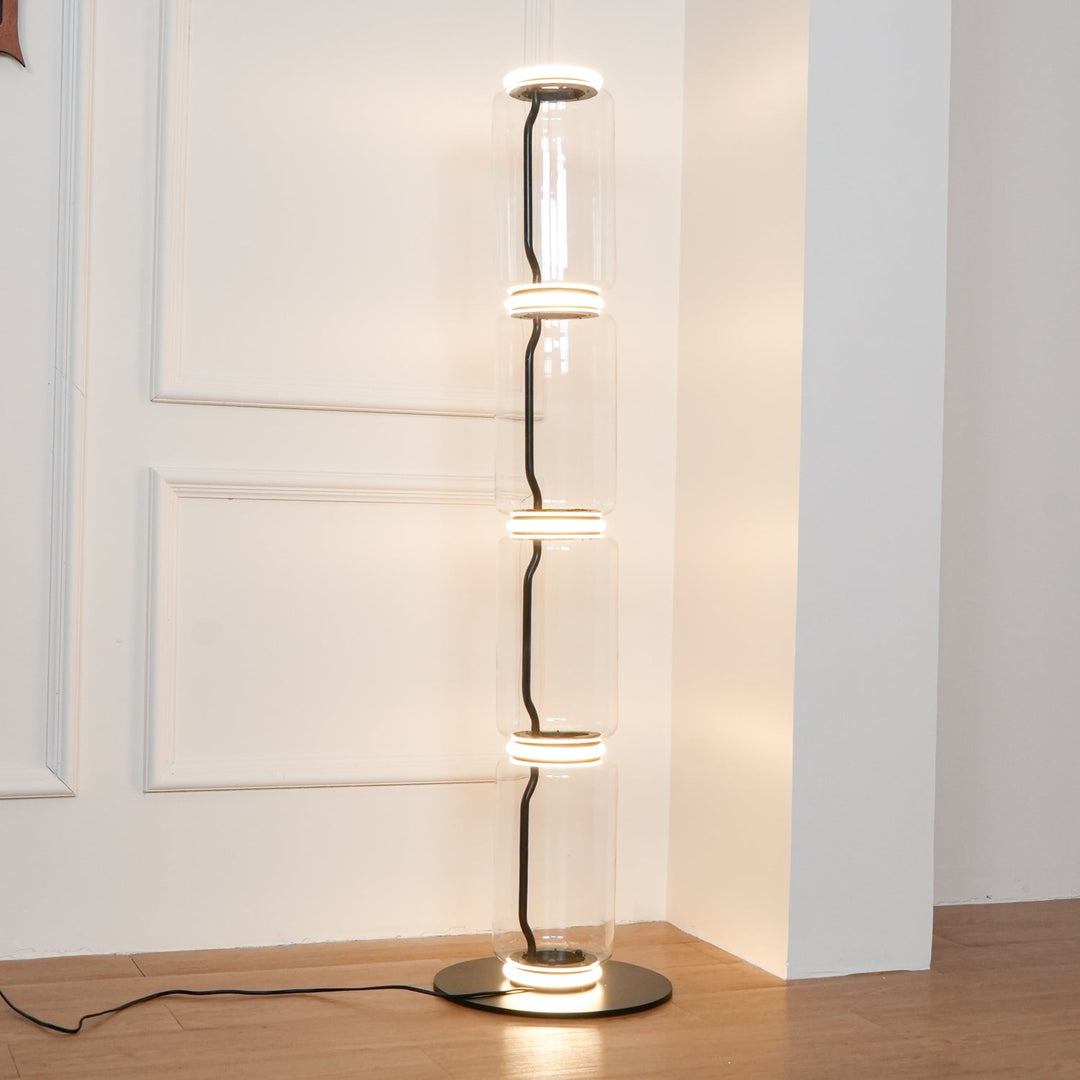 Lampa podłogowa z bambusa i szkła