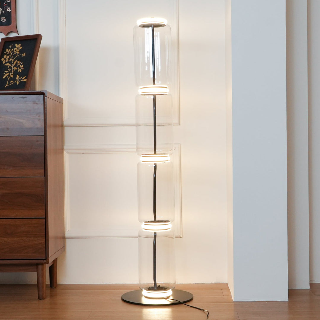 Lampa podłogowa z bambusa i szkła