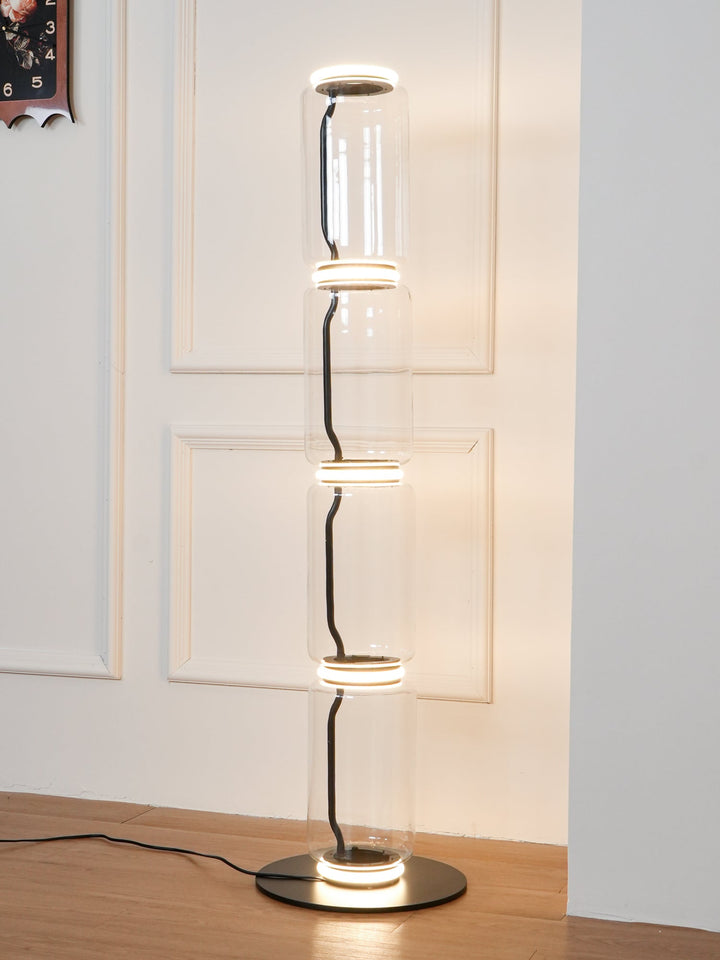 Lampa podłogowa z bambusa i szkła