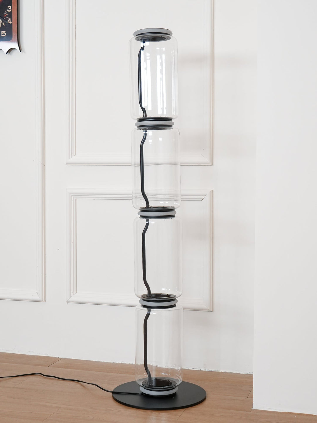 Lampa podłogowa z bambusa i szkła