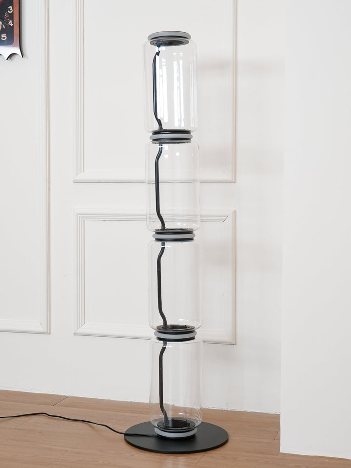 Lampa podłogowa z bambusa i szkła