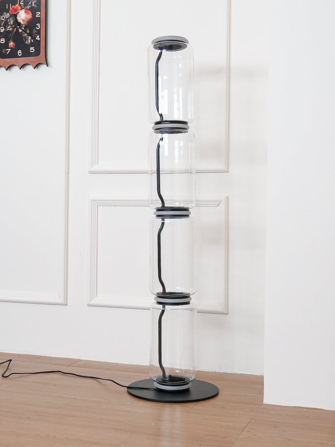 Lampa podłogowa z bambusa i szkła