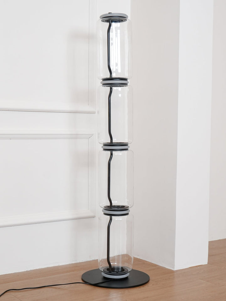 Lampa podłogowa z bambusa i szkła