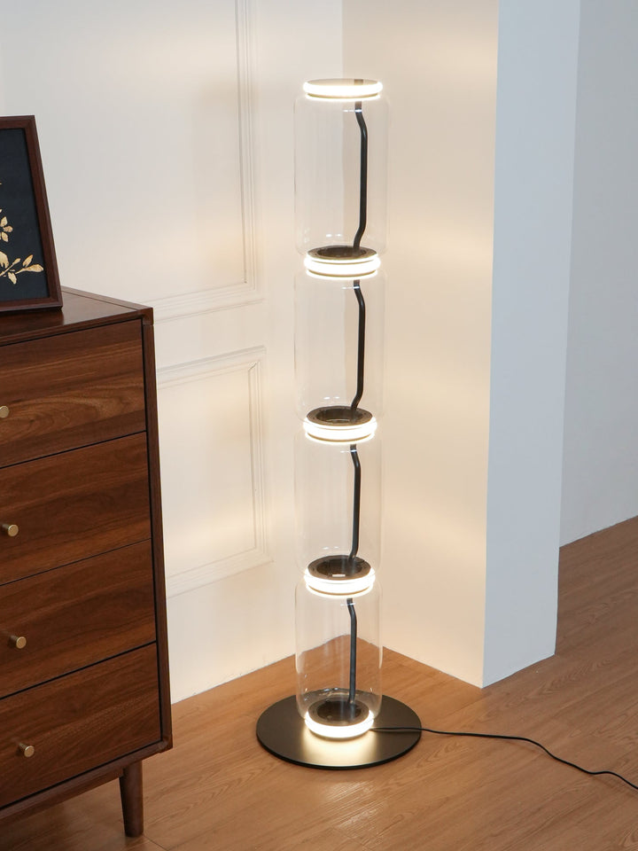 Lampa podłogowa z bambusa i szkła